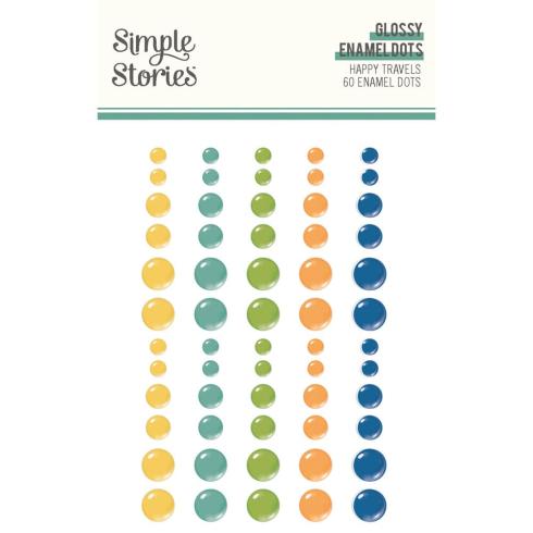 Simple Stories - Enamel Dots "Happy Travels" 60 Stück 