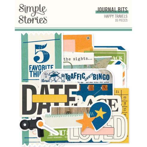 Simple Stories - Stanzteile "Happy Travels" Journal Bits & Pieces 