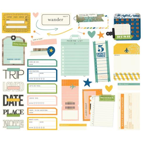 Simple Stories - Stanzteile "Happy Travels" Journal Bits & Pieces 