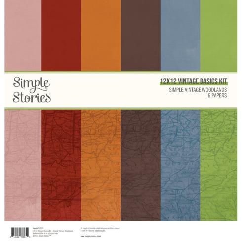 Simple Stories - Basic Kit "Vintage Woodlands" Designpapier 12x12 Inch 6 Bogen