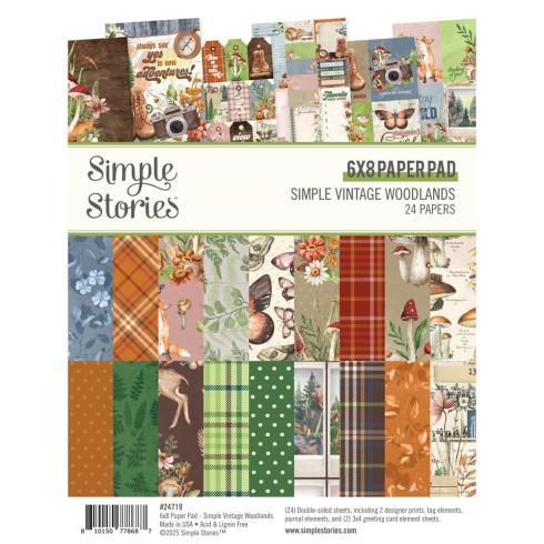 Simple Stories - Designpapier "Vintage Woodlands" Paper Pack 6x8 Inch - 24 Bogen