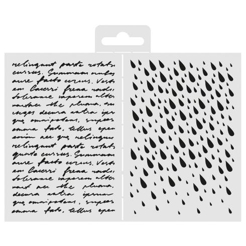 Aladine - Schablone 13x18cm "Written Words & Drops" Stencil