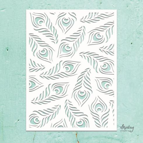 Mintay Papers - Kreativa Collection - Schablone 6x8 Inch "Peacock Feathers" Stencil
