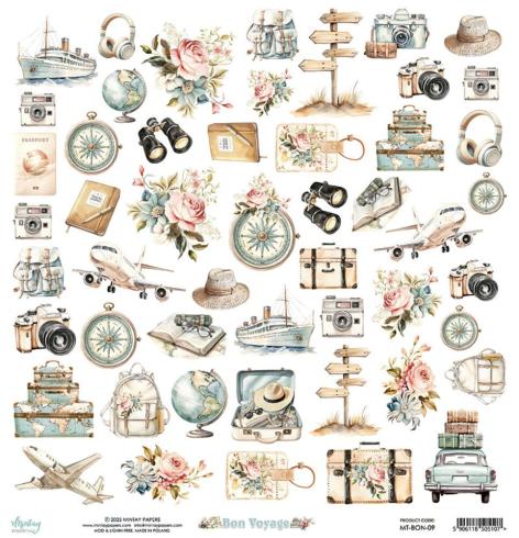 Mintay Papers - Papier Elemente "Bon Voyage" Paper Elements 12x12 Inch