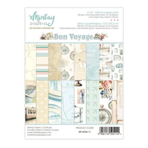 Mintay Papers - Designpapier "Bon Voyage" Add-On Paper Pack 6x8 Inch - 24 Bogen