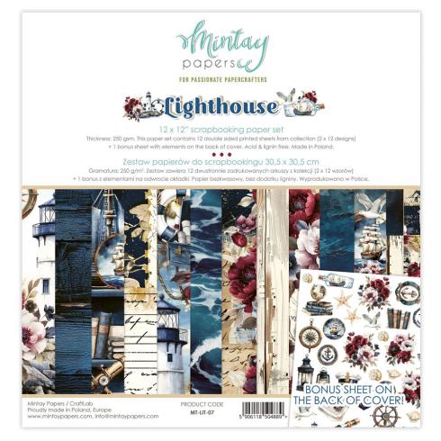 Mintay Papers - Designpapier "Lighthouse" Scrapbooking Paper Pad 12x12 Inch - 12 Bogen