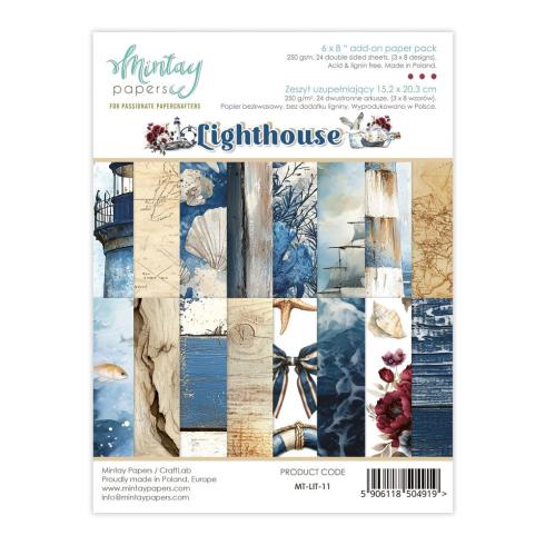 Mintay Papers - Designpapier "Lighthouse" Add-On Paper Pack 6x8 Inch - 24 Bogen