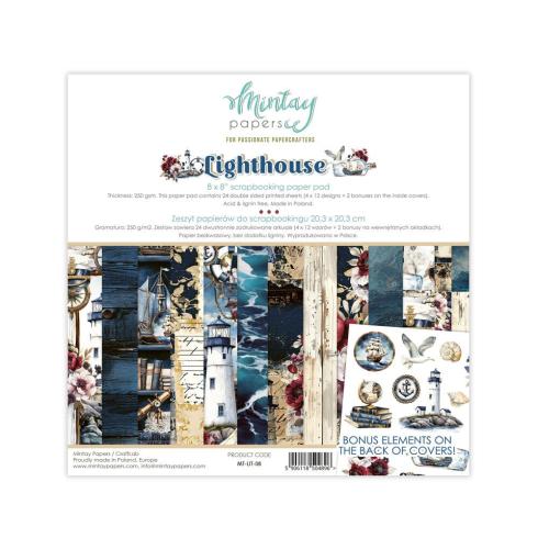 Mintay Papers - Designpapier "Lighthouse" Scrapbooking Paper Pad 8x8 Inch - 24 Bogen