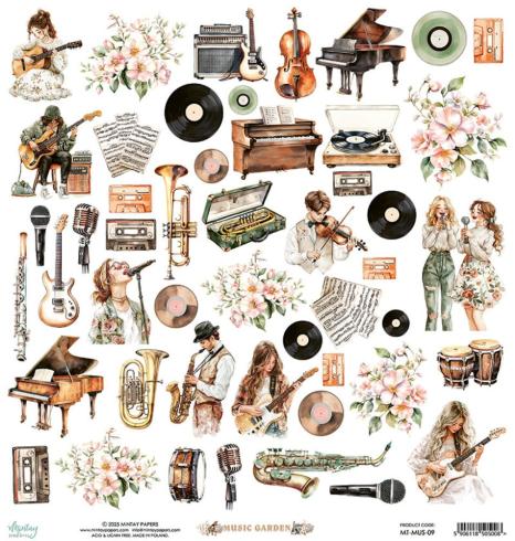 Mintay Papers - Papier Elemente "Music Garden" Paper Elements 12x12 Inch