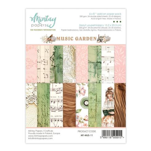 Mintay Papers - Designpapier "Music Garden" Add-On Paper Pack 6x8 Inch - 24 Bogen