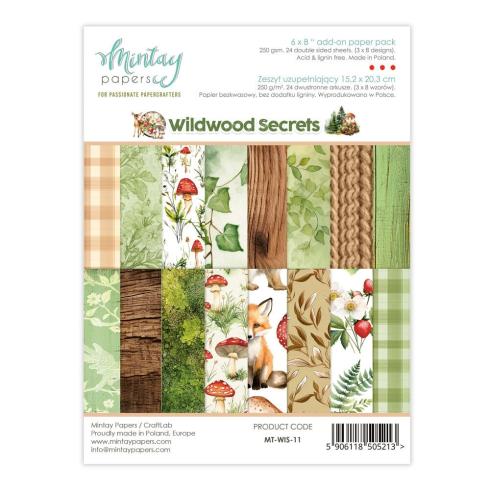 Mintay Papers - Designpapier "Wildwood Secrets" Add-On Paper Pack 6x8 Inch - 24 Bogen