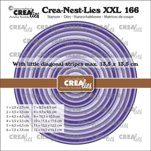 Crealies - Stanzschablone "No. 166 Circles with Little Diagonal Stripes" Crea-Nest-Lies XXL Dies