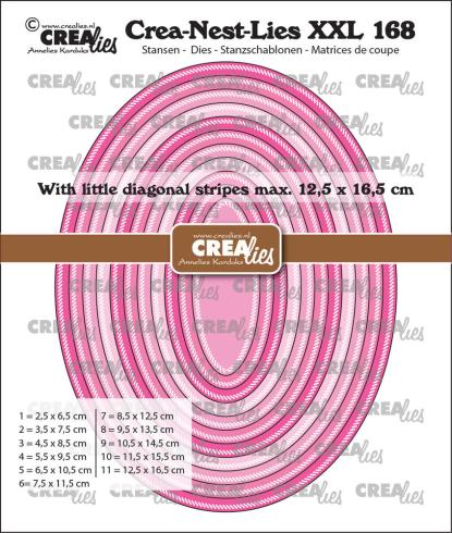 Crealies - Stanzschablone "No. 168 Ovals with Little Diagonal Stripes" Crea-Nest-Lies XXL Dies