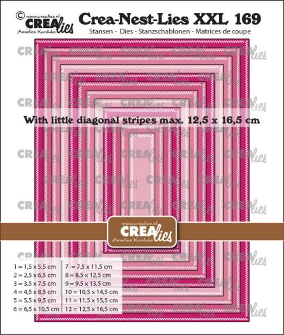 Crealies - Stanzschablone "No. 169 Rectangles with Little Diagonal Stripes" Crea-Nest-Lies XXL Dies
