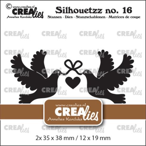 Crealies - Stanzschablone "No.16 Doves with Heart" Silhouetzz Dies