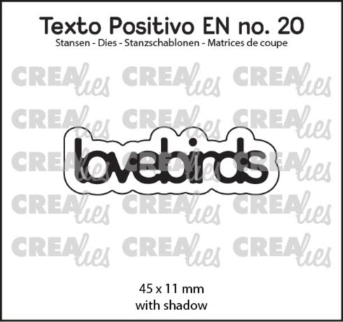 Crealies - Stanzschablone "Lovebirds" Texto Positivo Dies