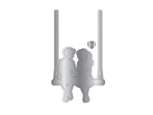Crafters Companion - Stempelset, Stanzschablone & Schablone "Swing Into Happiness" Stamp, Dies & Stencil