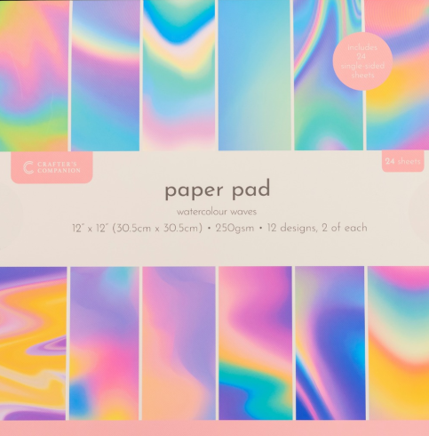 Crafters Companion - Designpapier "Watercolour Waves" Paper Pack 12x12 Inch - 24 Bogen