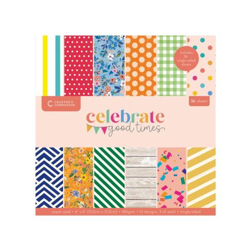 Crafters Companion - Designpapier "Celebrate Good Times" Paper Pack 6x6 Inch - 36 Bogen