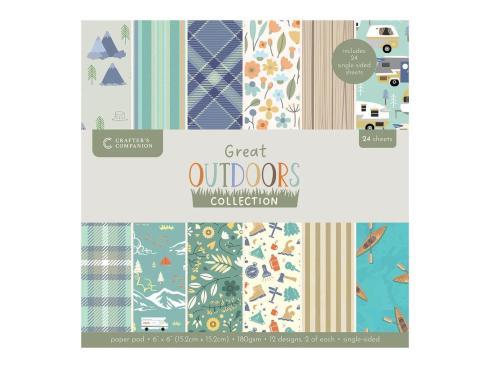 Crafters Companion - Designpapier "The Great Outdoors" Paper Pack 6x6 Inch - 24 Bogen