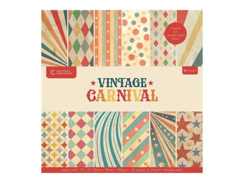 Crafters Companion - Designpapier "Vintage Carnival" Paper Pack 12x12 Inch - 24 Bogen