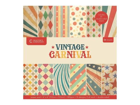 Crafters Companion - Designpapier "Vintage Carnival" Paper Pack 6x6 Inch - 24 Bogen
