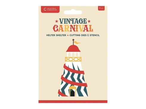 Crafters Companion - Stanzschablone & Schablone "Vintage Carnival" Dies & Stencil