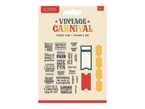Crafters Companion - Stempelset & Stanzschablone "Ticket Fun" Stamp & Dies