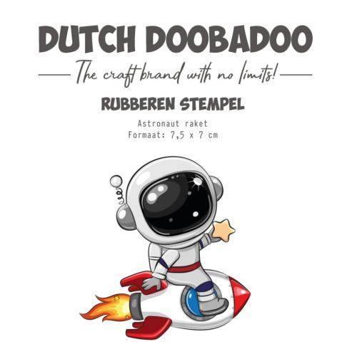 Dutch Doobadoo - Gummistempel "Astronaut Raket" Rubber Stamp 7,5x7cm