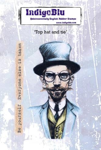 IndigoBlu - Gummistempel Set "Top Hat and Tie" A6 Rubber Stamp