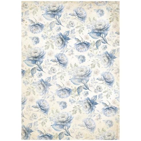 Stamperia - Decopatch Papier "Blue Flowers Pattern" Decoupage A4 - 6 Bogen  