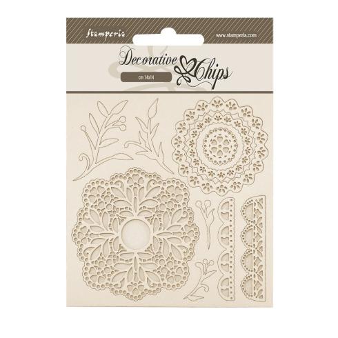 Stamperia - Holzteile 14x14 cm "Lace" Decorative Chips