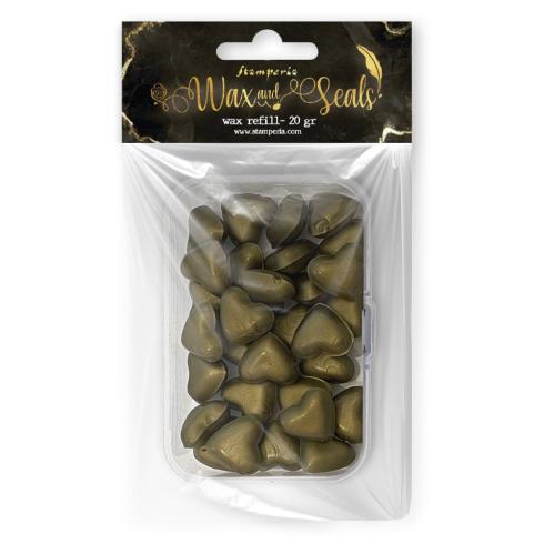 Stamperia - Wachsperlen "Heart Shape Old Gold " Wax and Seals Beads 20g