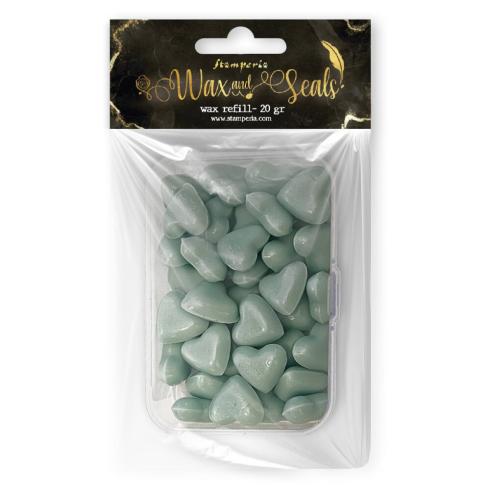 Stamperia - Wachsperlen "Heart Shape Pastel Blue" Wax and Seals Beads 20g