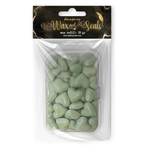 Stamperia - Wachsperlen "Heart Shape Pastel Mint" Wax and Seals Beads 20g