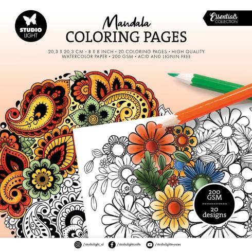 Studio Light - Ausmalbilder "Mandala" Coloring Pages 8x8 Inch - 20 Bogen