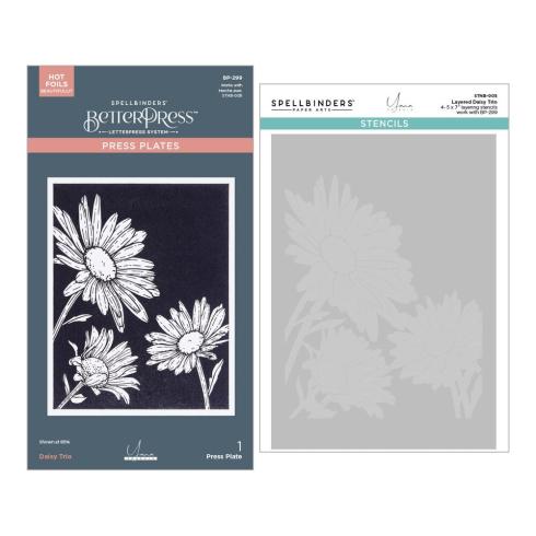 Spellbinders - Buchdrucktechnik "Daisy Trio" BetterPress Plate & Stencil
