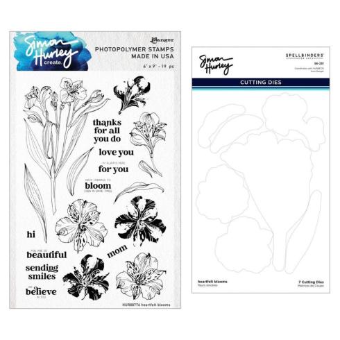 Spellbinders - Stempelset & Stanzschablone "Heartfelt Blooms" Clear Stamps & Dies by Simon Hurley