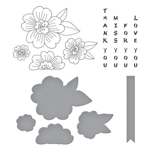 Spellbinders - Buchdrucktechnik "Spring in Kyoto" BetterPress Plate & Dies