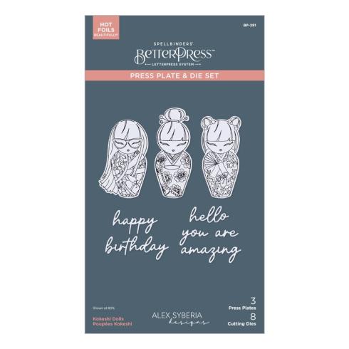 Spellbinders - Buchdrucktechnik "Kokeshi Dolls" BetterPress Plate & Dies