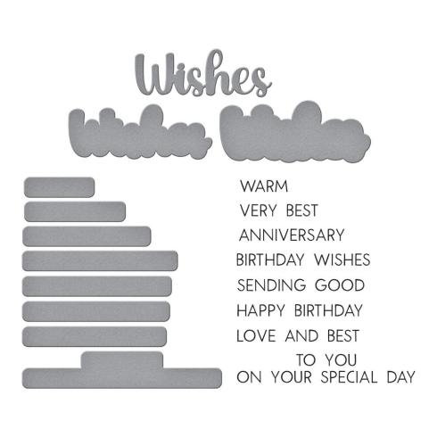 Spellbinders - Stempelset & Stanzschablone "Best Wishes Sentiment" Clear Stamps & Dies