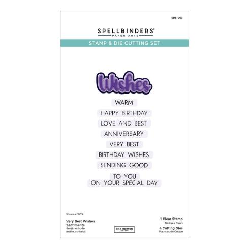 Spellbinders - Stempelset & Stanzschablone "Best Wishes Sentiment" Clear Stamps & Dies