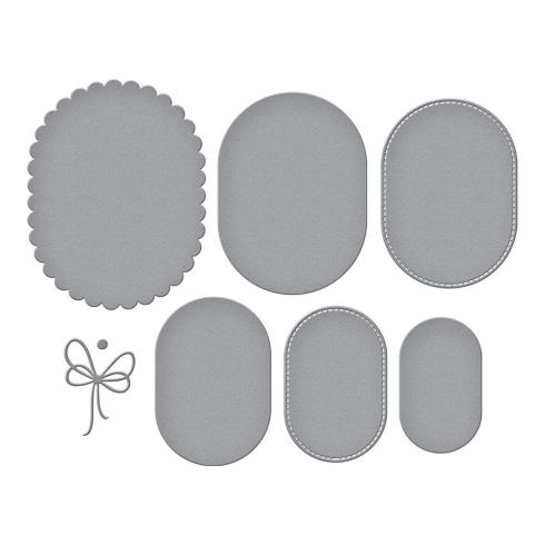 Spellbinders - Stanzschablone "Scallop and Stitched Edge Ovals" Dies