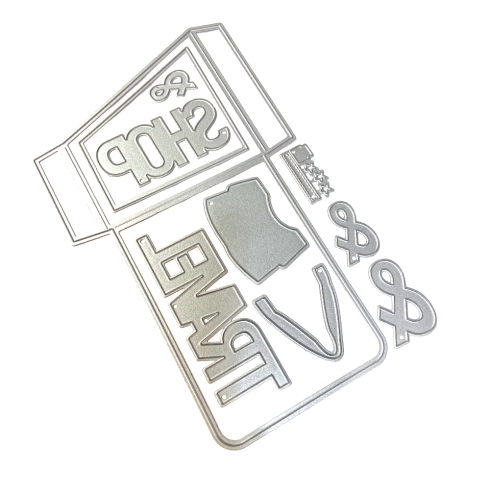 Elizabeth Craft Designs - Stanzschalone "Slanting Library Pocket With Bag" Dies
