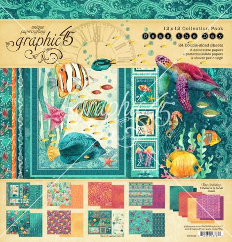 Graphic 45 - Designpapier "Seas the Day" Collection Pack 12x12 Inch - 24 Bogen