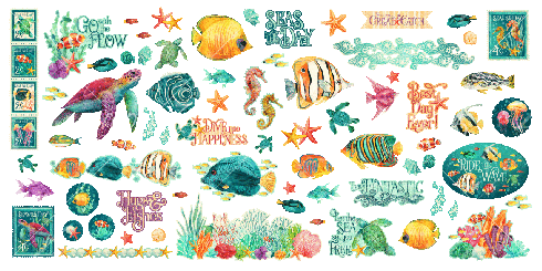 Graphic 45 - Stanzteile "Seas the Day" Ephemera