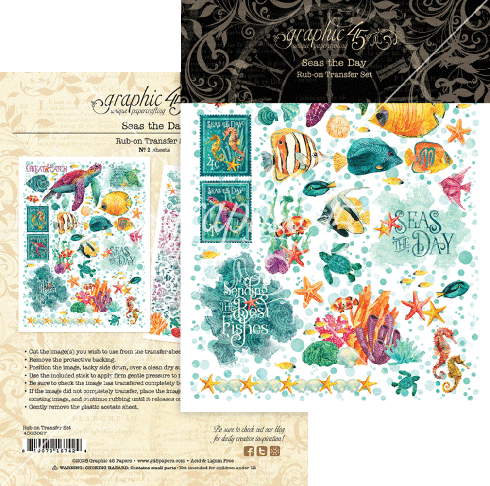 Graphic 45 - Transfer Aufkleber "Seas the Day" Rub-On