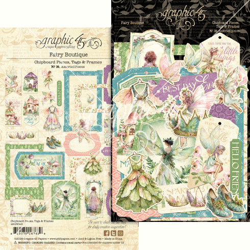 Graphic 45 - Stanzteile "Fairy Boutique" Chipboard Tags & Frames
