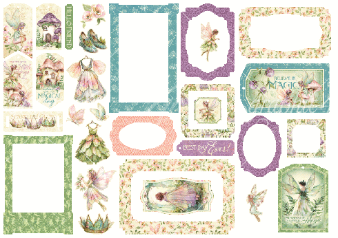 Preview: Graphic 45 - Stanzteile "Fairy Boutique" Chipboard Tags & Frames
