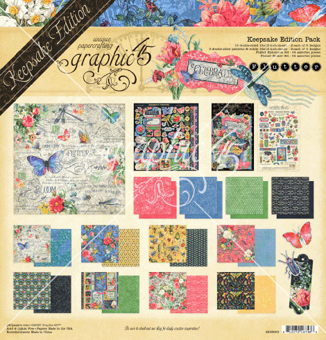 Graphic 45 - Designpapier "Flutter Keepsake "  Deluxe Collectors Edition 12x12 Inch - 16 Bogen